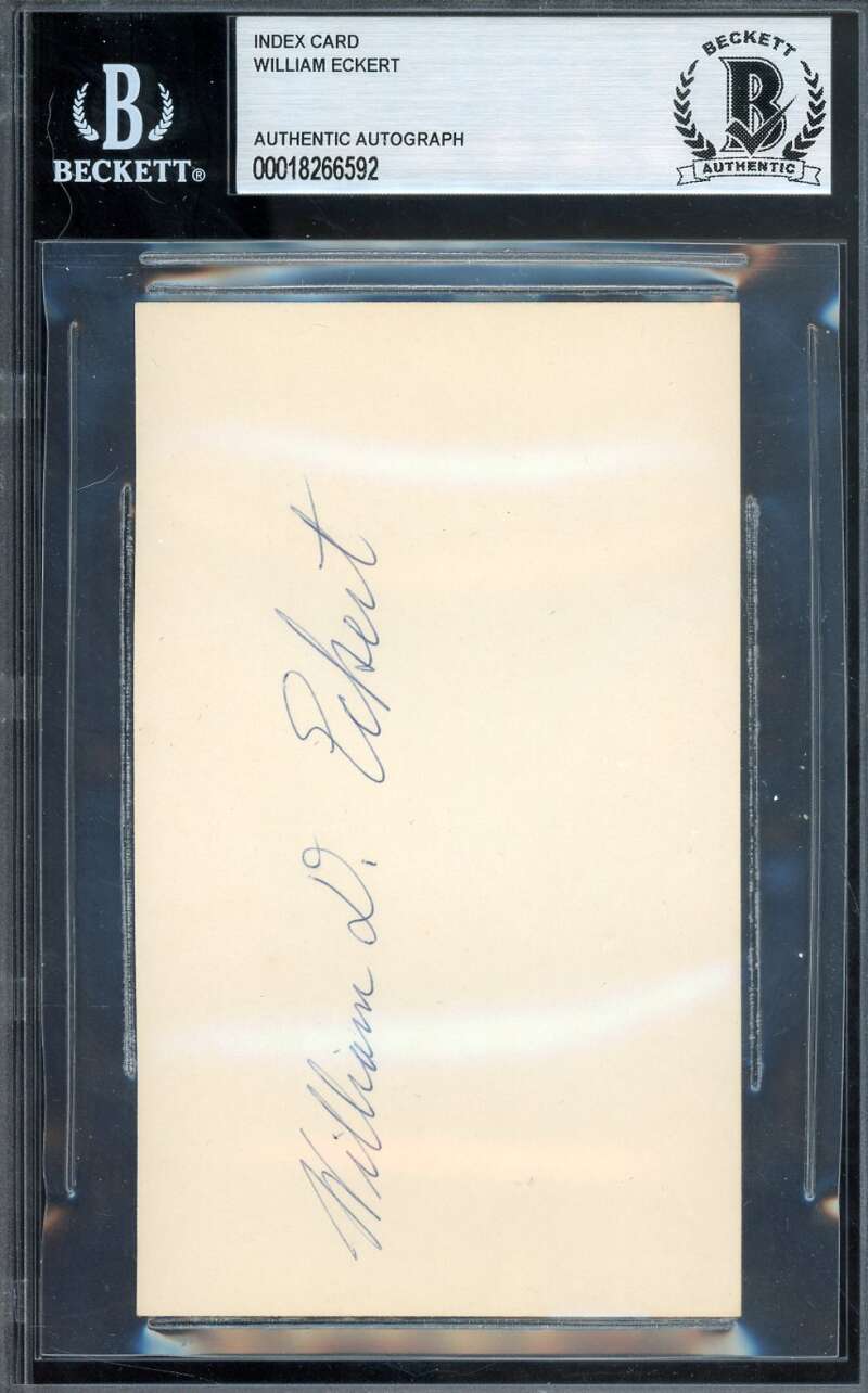 William Eckert Beckett BAS Signed 3x5 Index Card Autograph