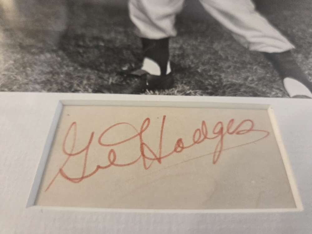 Gil Hodges JSA Loa Signed Index Card Cut Framed to 14x16 Autograph