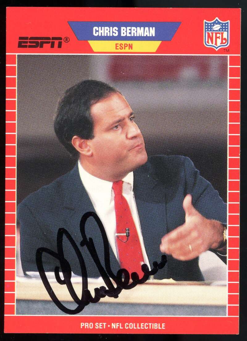 Chris Berman Beckett BAS Signed 1989 Pro Set Autograph