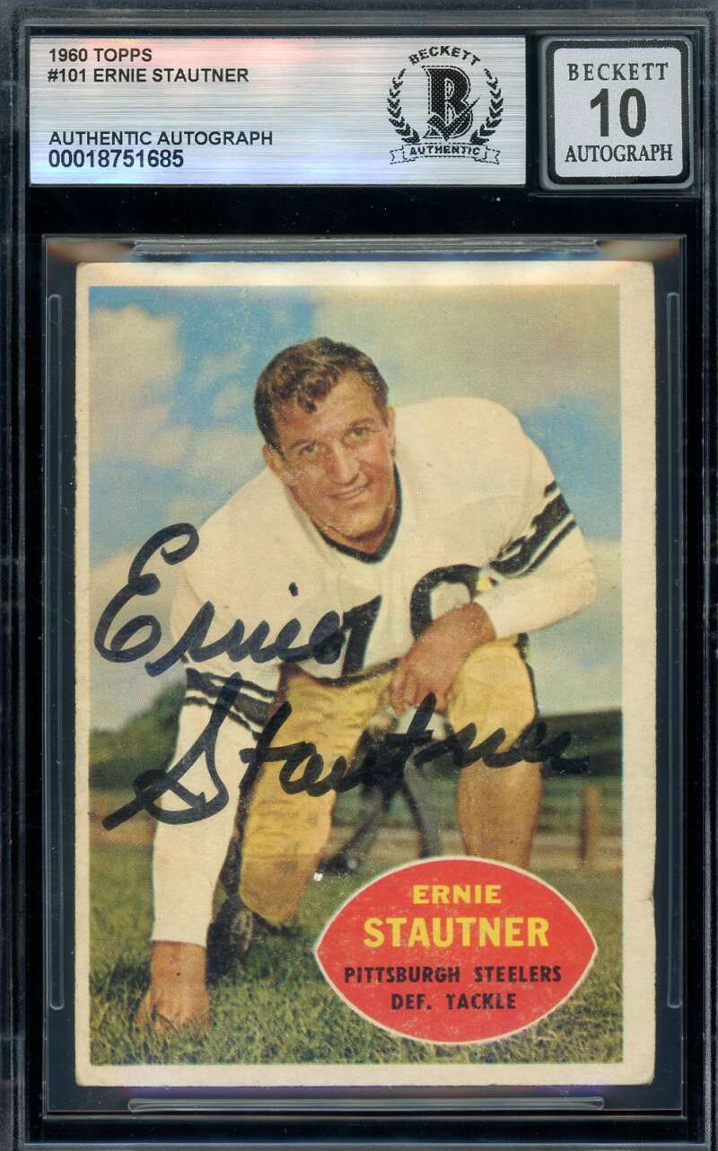 Ernie Stautner Gem Mint 10 Beckett BAS Signed 1960 Topps Autograph