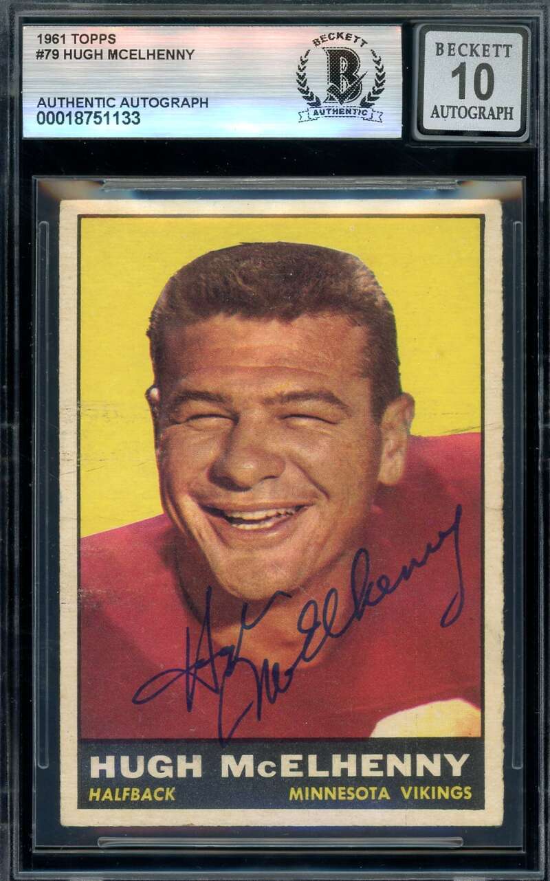 Hugh McElhenny Gem Mint 10 Beckett BAS Signed 1961 Topps Autograph