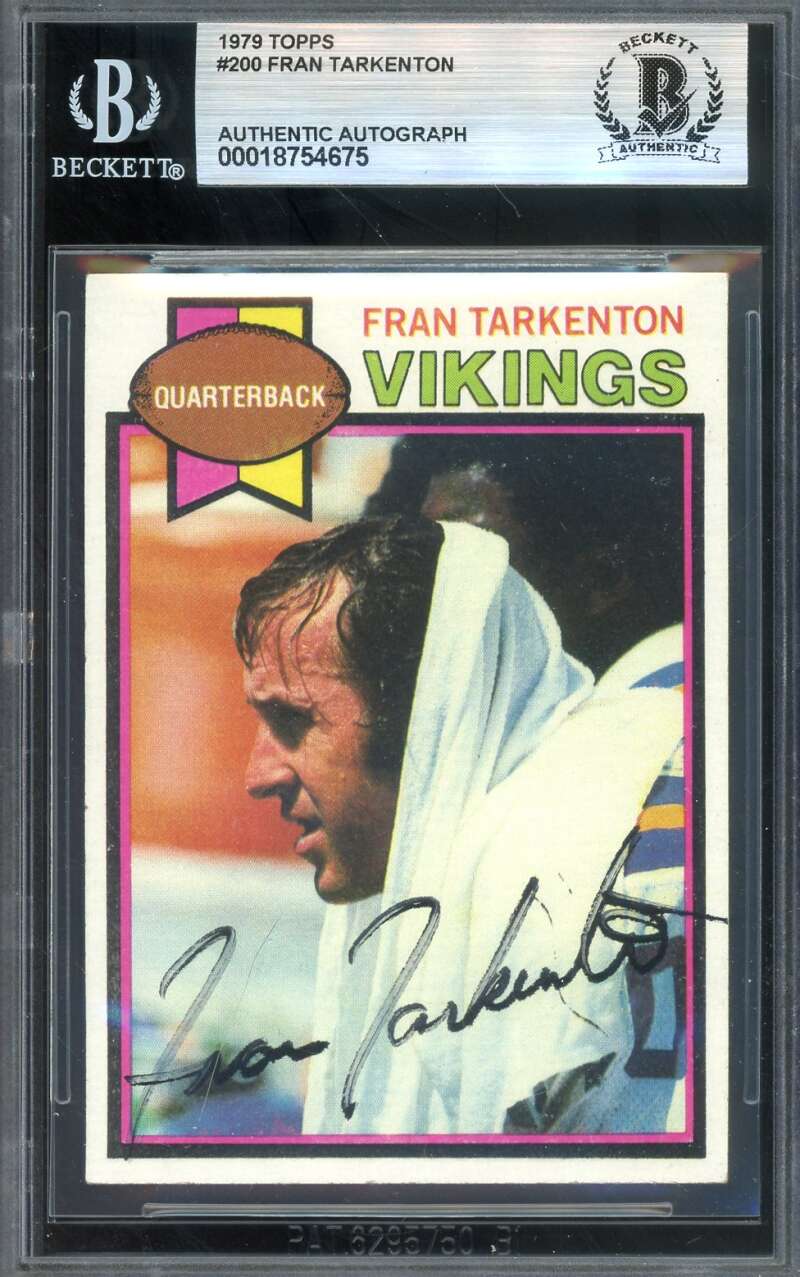 Fran Tarkenton Beckett BAS Signed 1979 Topps Autograph Vikings