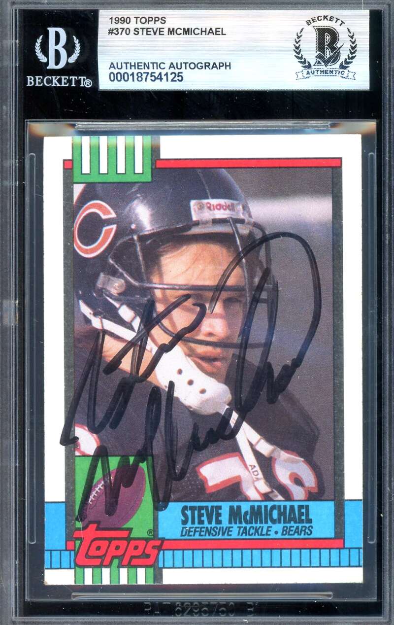 Steve McMichael Beckett BAS Signed 1990 Topps Autograph Bears