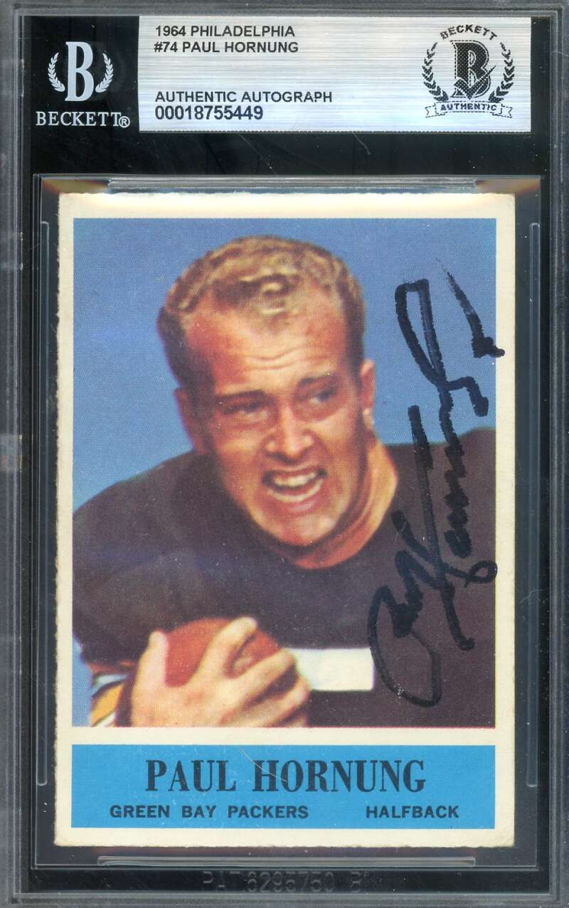 Paul Hornung Beckett BAS Signed 1964 Philadelphia Autograph Packers