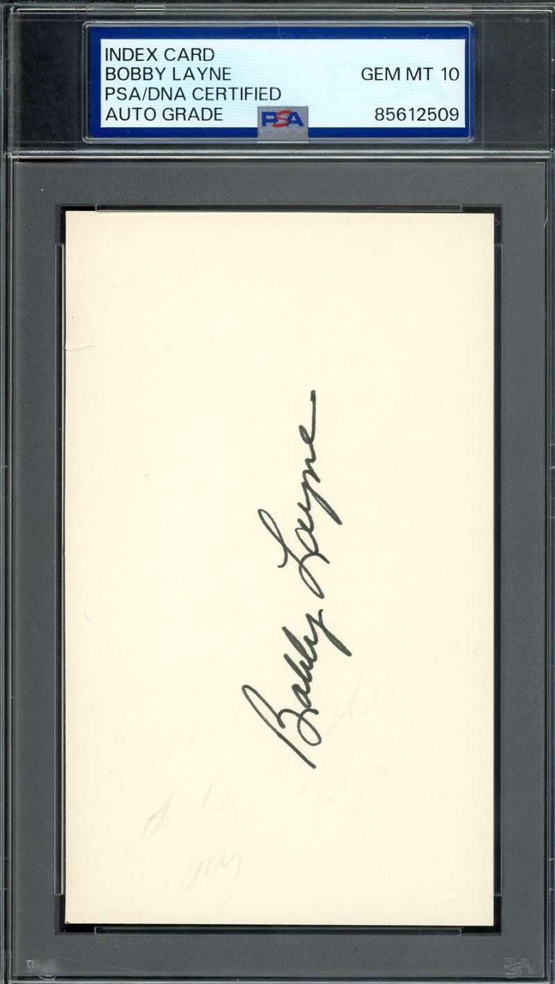 Bobby Layne Gem Mint 10 PSA DNA Signed 3x5 Index Card Autograph
