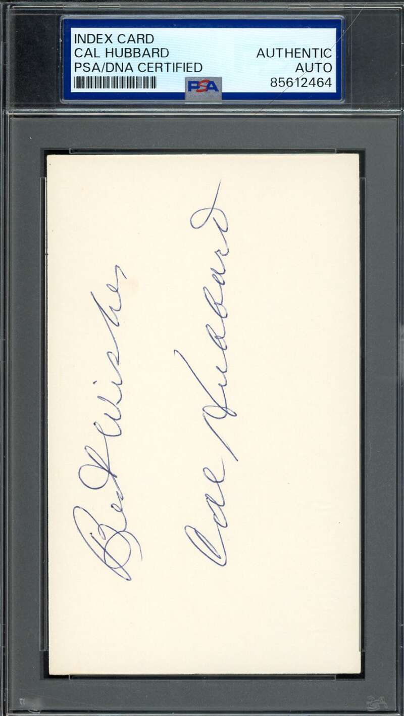 Cal Hubbard PSA DNA Signed 3x5 Index Card Autograph