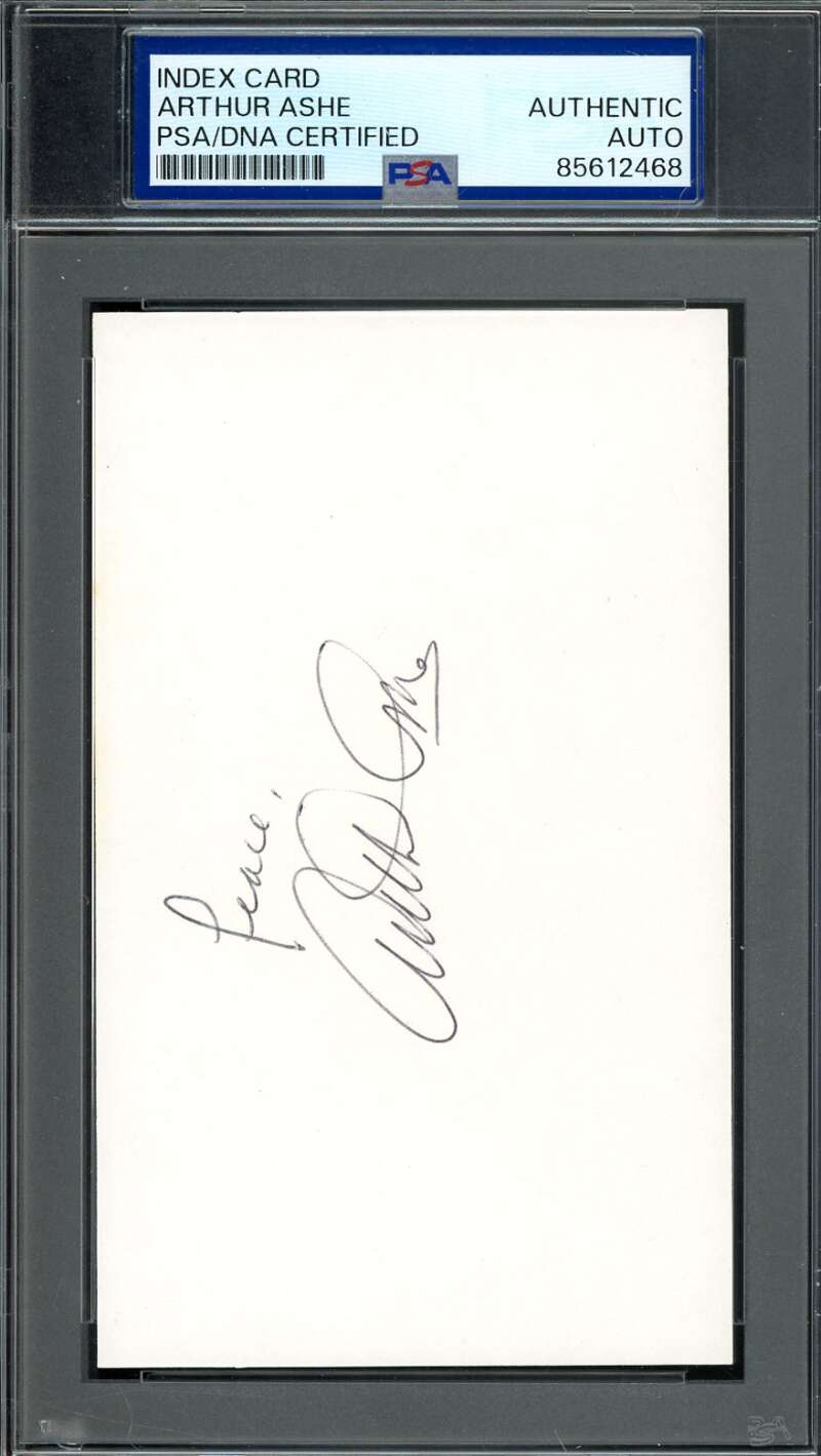 Arthur Ashe PSA DNA Signed 3x5 Index Card Autograph