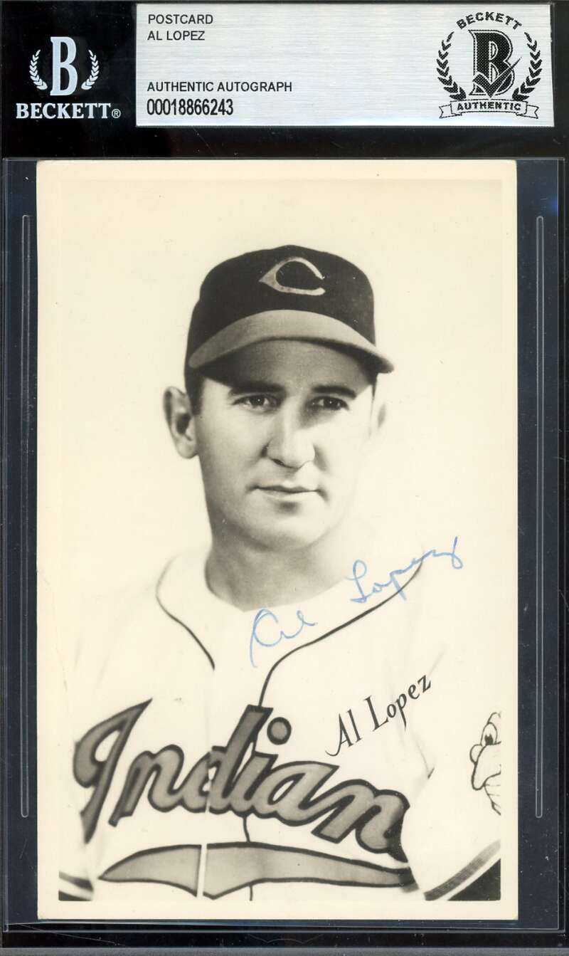 Al Lopez Beckett BAS Signed 1955 Photo Postcard Autograph