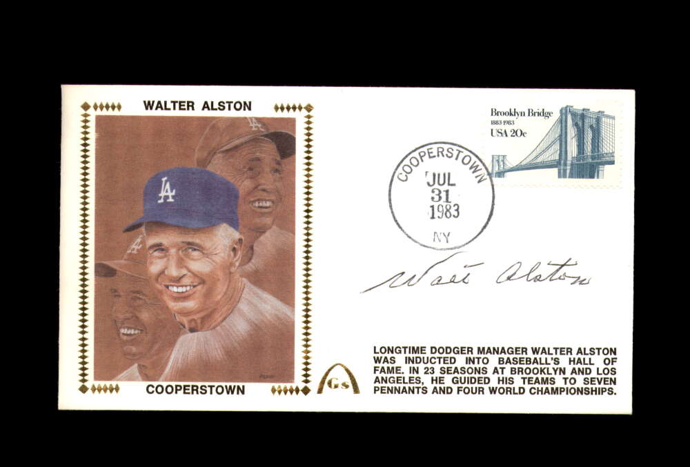 Walter Alston PSA DNA Signed FDC 1983 First Day Cover Cache Cooperstown Autograph