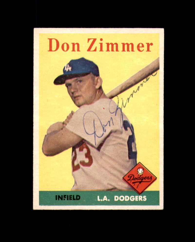 Don Zimmer Signed Authentic 1958 Topps Los Angeles Dodgers Autograph