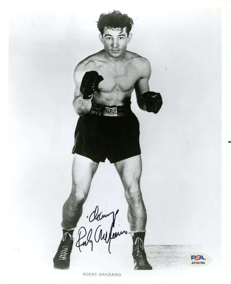 Rocky Graziano PSA DNA Signed 8x10 Photo Autograph