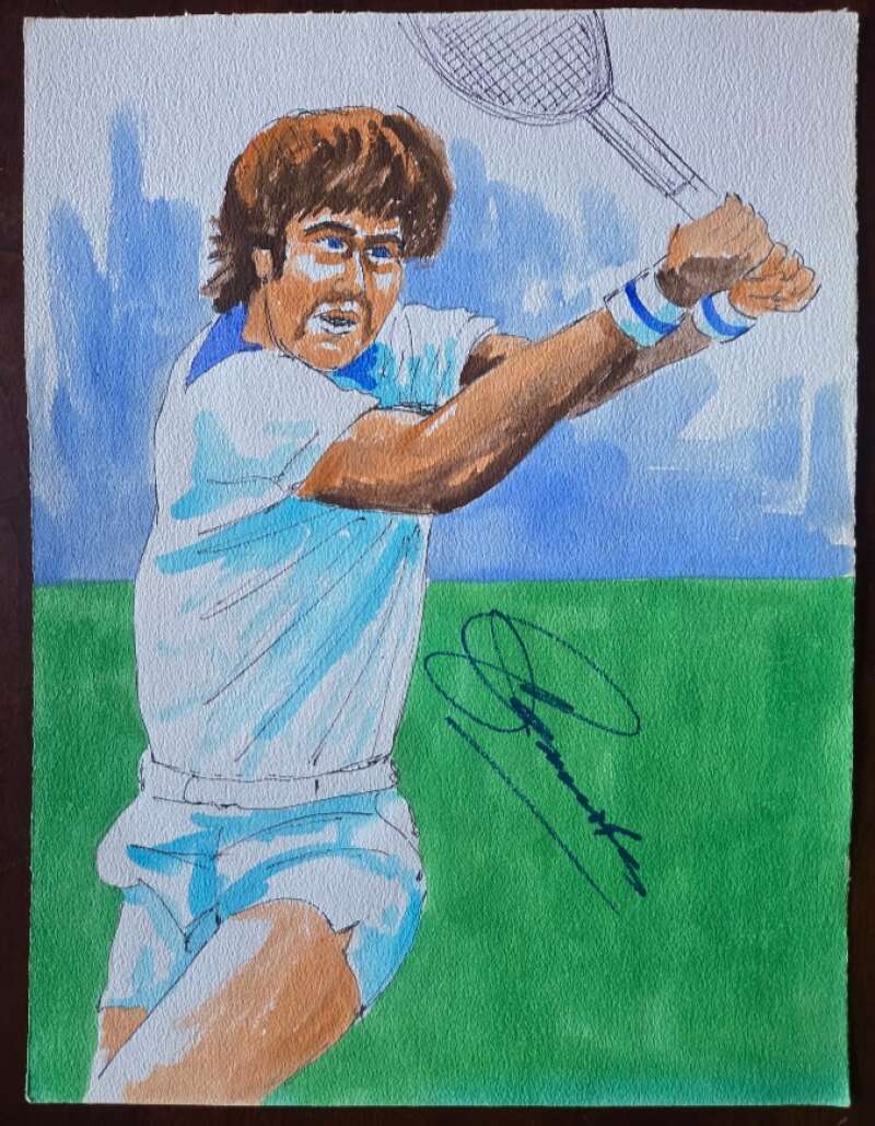 Jimmy Connors PSA DNA Autograph Original 9x12 Watercolor Painting Signed
