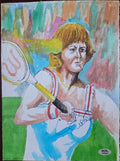 Chris Evert PSA DNA Autograph Original 9x12 Watercolor Painting Signed