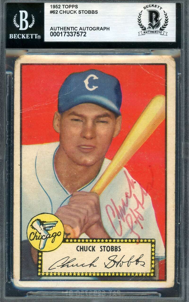 Chuck Stobbs Beckett BAS Vintage Signed 1952 Topps Autograph