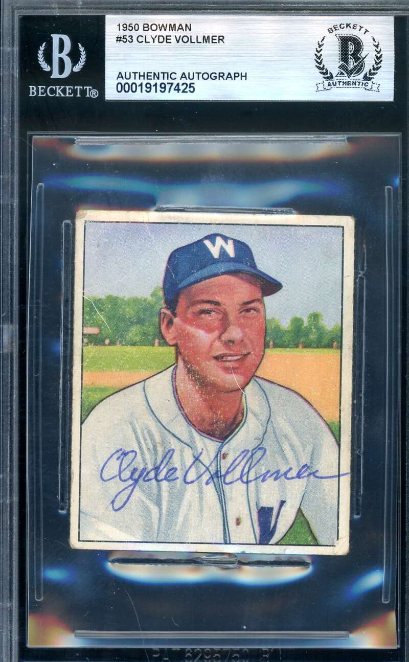 Clyde Vollmer Beckett BAS Signed 1950 Bowman Autographed