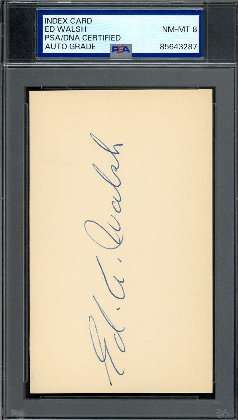 Ed Walsh NM MT 8 PSA DNA Signed 3x5 Index Card Autograph