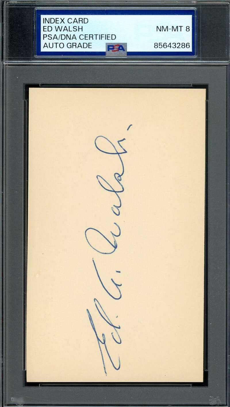 Ed Walsh NM MT 8 PSA DNA Signed 3x5 Index Card HOF Autographed