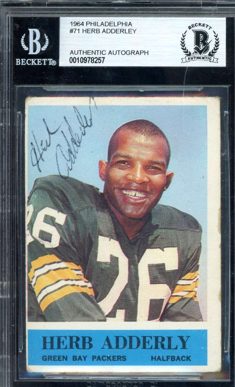 Herb Adderley Beckett BAS Vintage Signed 1964 Philadelphia Rookie Autograph