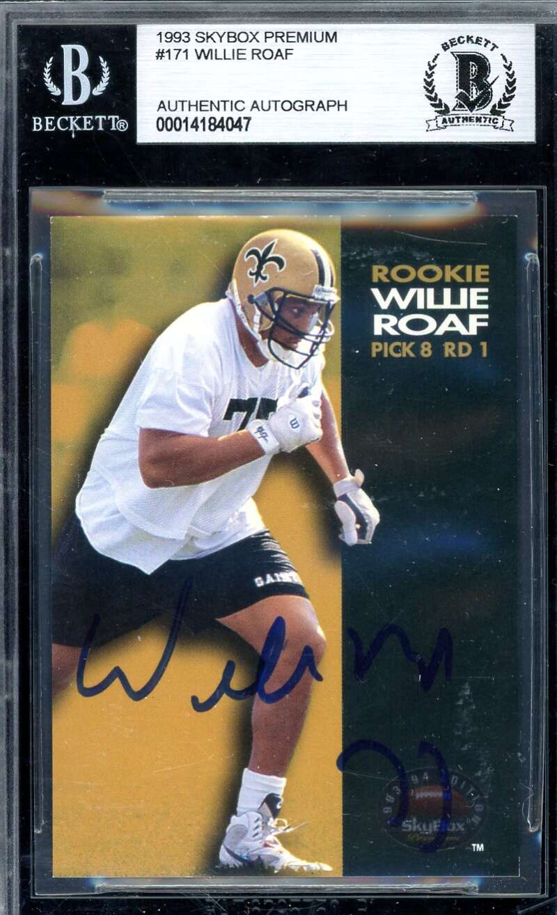 Willie Roaf Beckett BAS Signed 1993 Skybox Premium Rookie Autograph