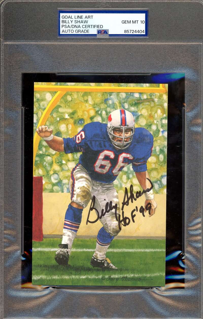 Billy Shaw Gem Mint 10 PSA DNA Signed Goal Line Art Card GLAC Autograph HOF 99