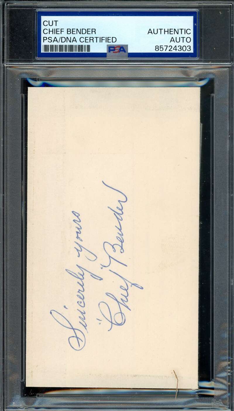 Chief Bender PSA DNA Coa Signed 3x5 Index Card  Autograph
