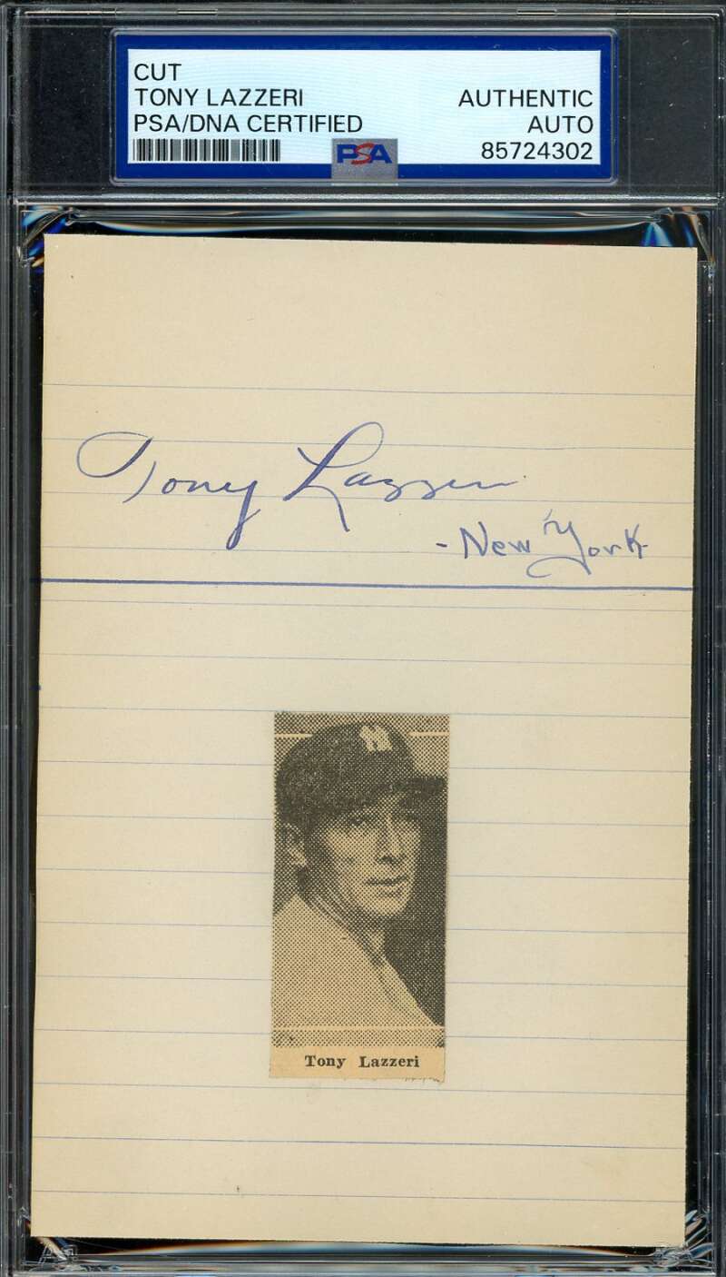 Tony Lazzeri PSA DNA Coa Signed 4x6 Album Page Cut Autograph