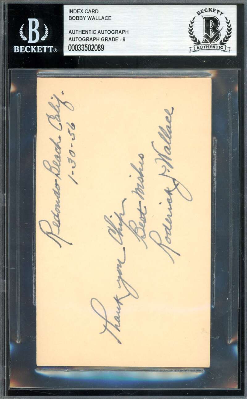 Bobby Wallace Mint 9 Beckett BAS Signed 3x5 Index Card Autograph