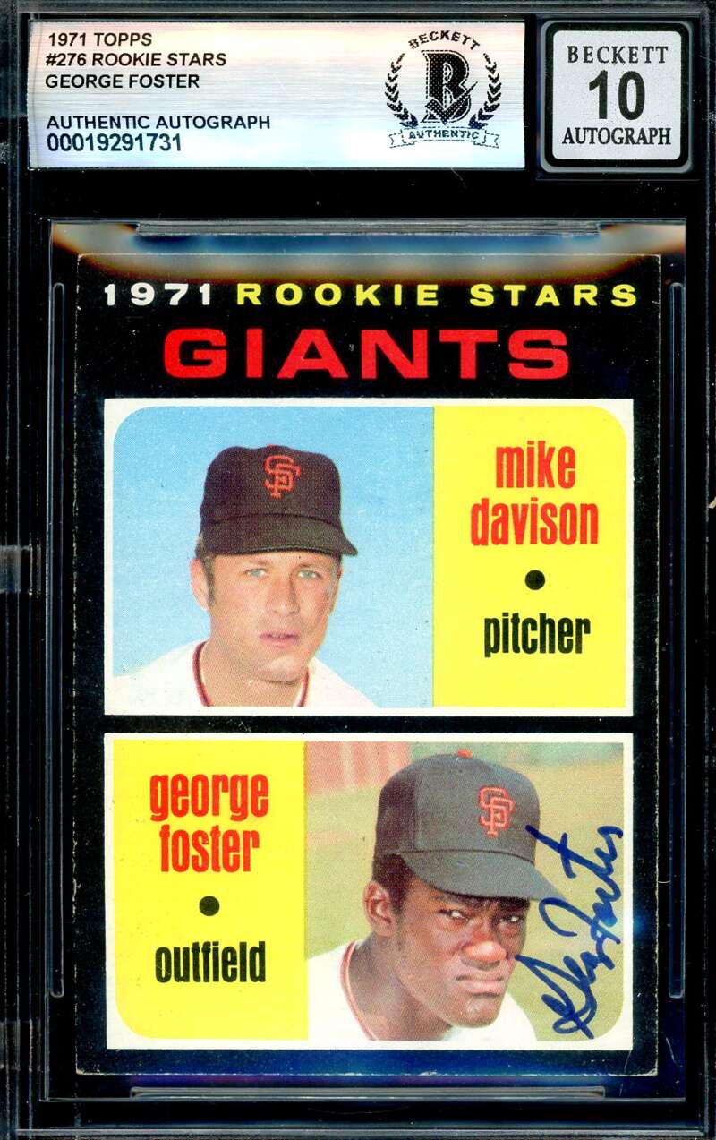 George Foster Gem Mint 10 Beckett BAS Signed 1971 Topps Rookie Stars Autograph