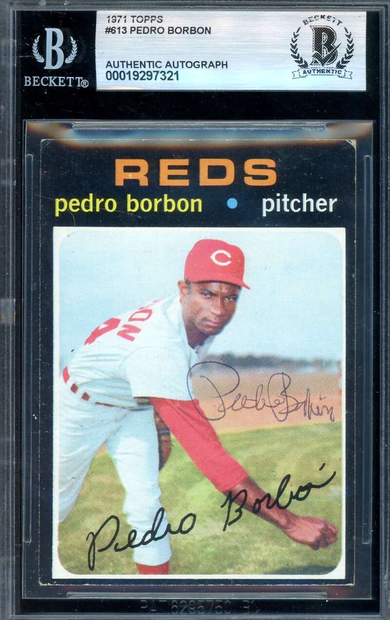 Pedro Borbon Beckett BAS Signed 1971 Topps High Number Autograph