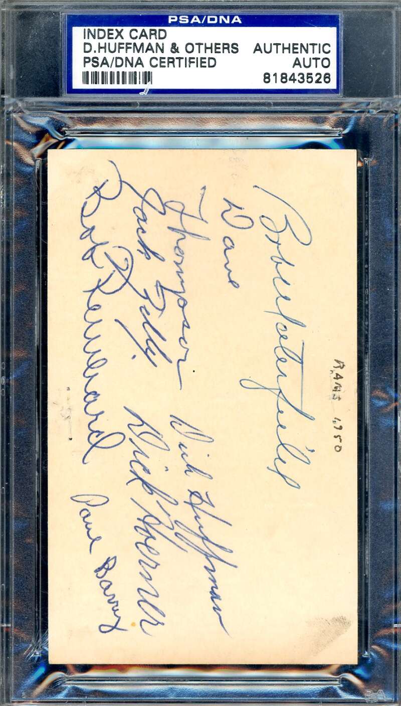 Bob Waterfield PSA DNA Coa Signed x7 1950 Ram 3x5 Index Card Autograph
