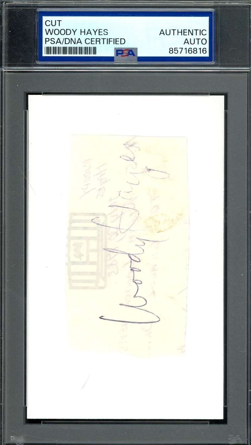 Woody Hayes PSA DNA Coa Signed 3x5 Index Card Cut Autograph