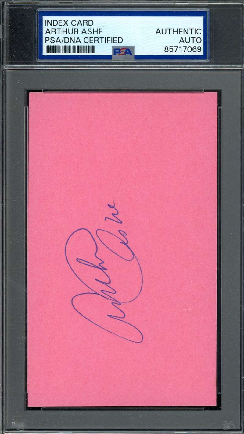 Arthur Ashe PSA DNA Signed 3x5 Index Card Tennis Autograph