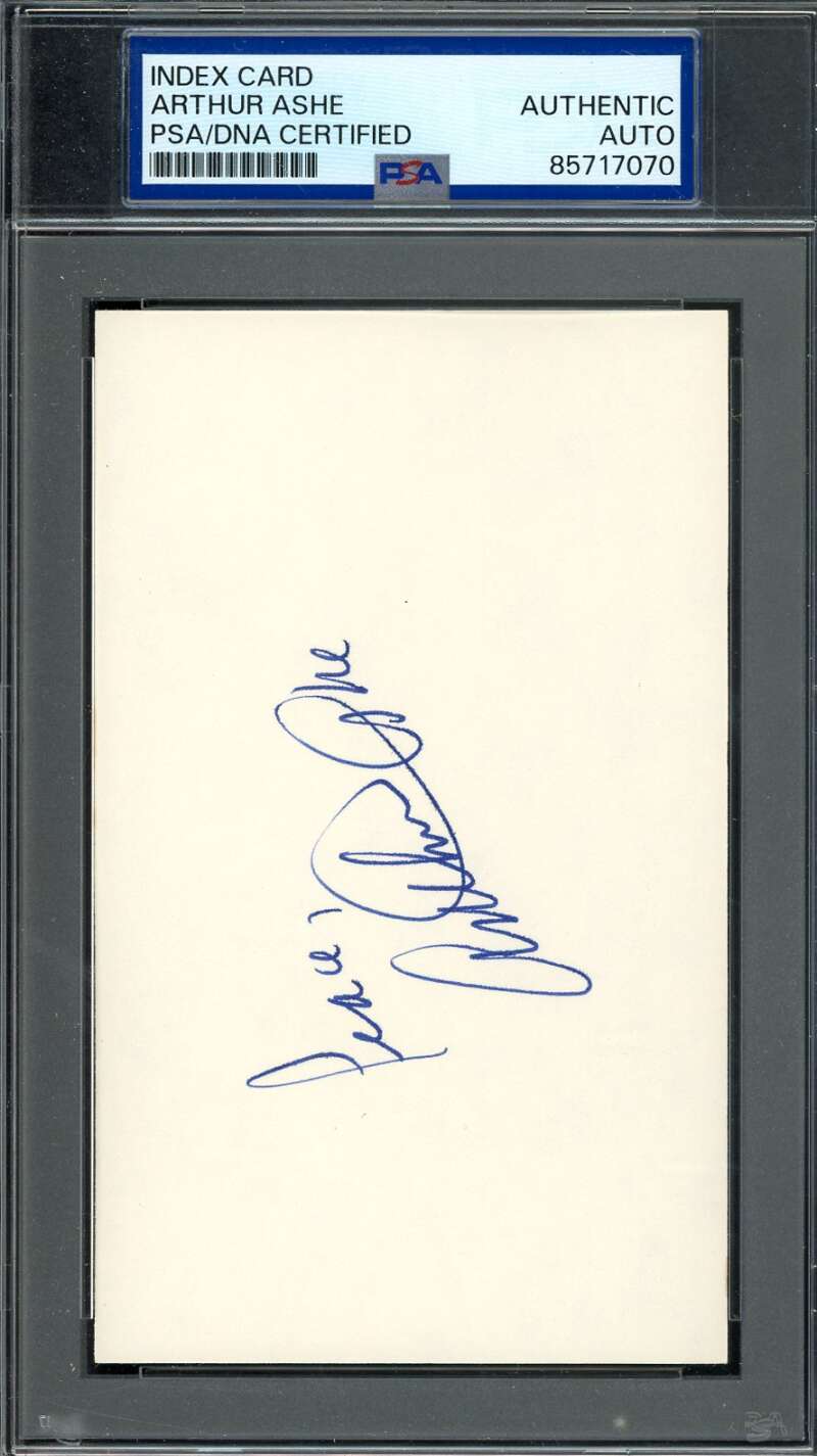 Arthur Ashe PSA DNA Signed 3x5 Index Card Tennis Autographed