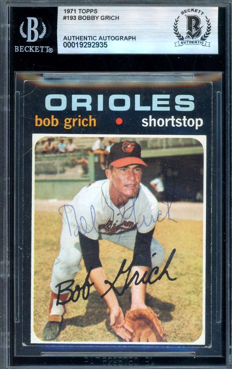 Bobby Grich Beckett BAS Vintage Signed 1971 Topps Rookie Autograph