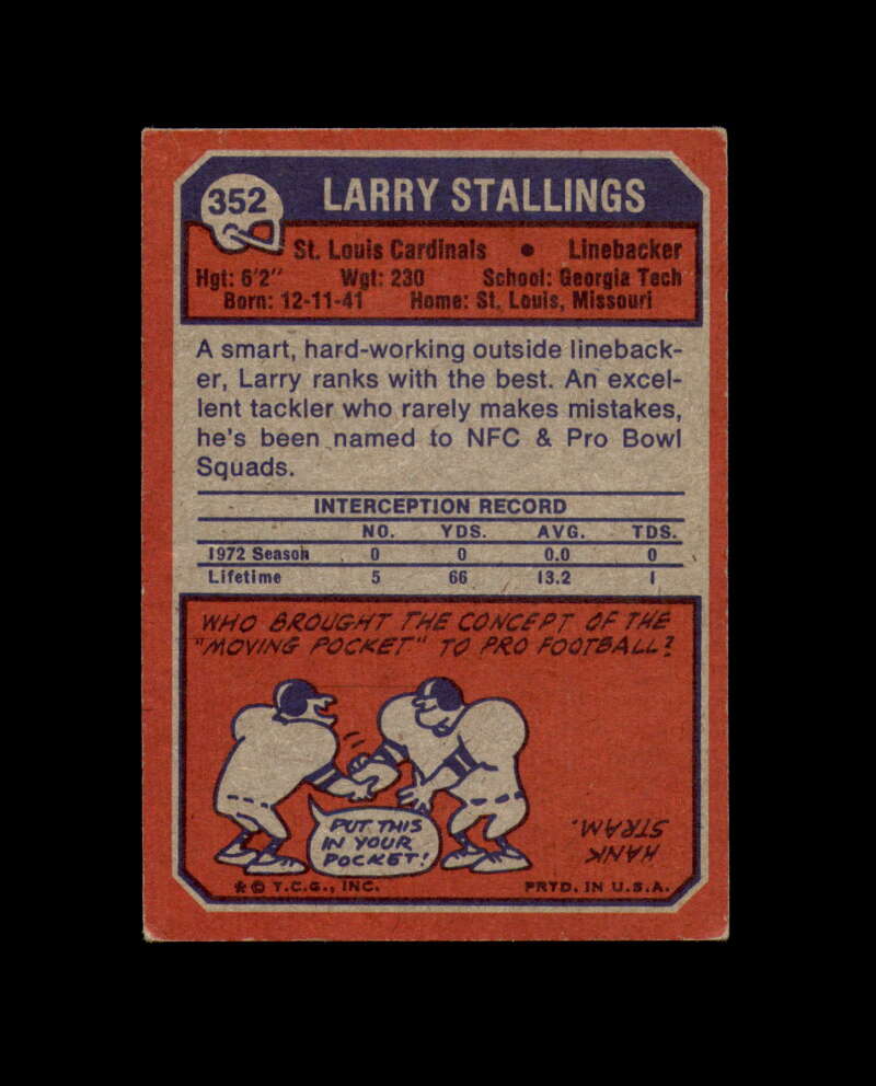 Larry Stallings Signed 1973 Topps St. Louis Cardinals Autograph
