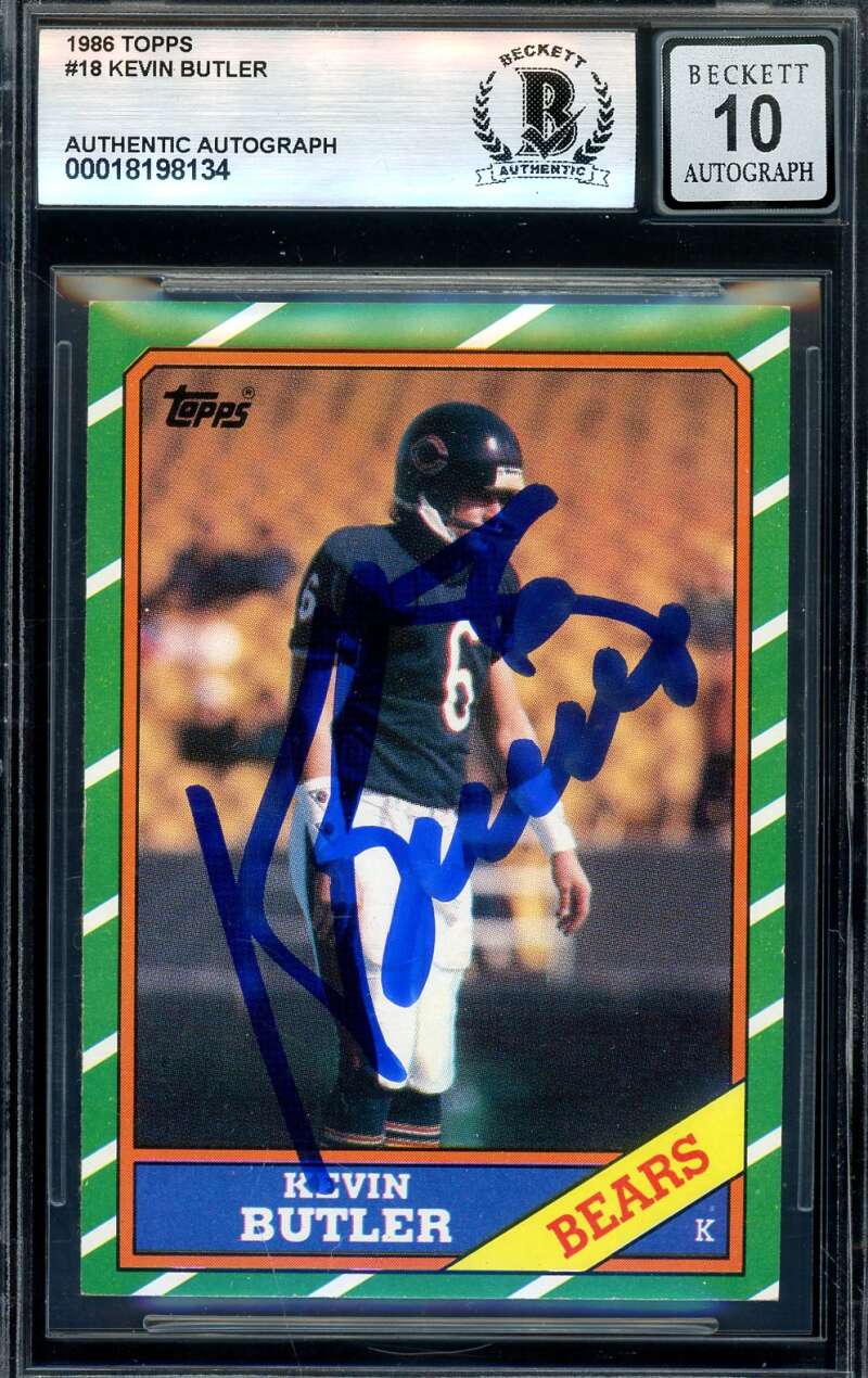 Kevin Butler Gem Mint 10 Beckett BAS Signed 1986 Topps Rookie Autographed Bears