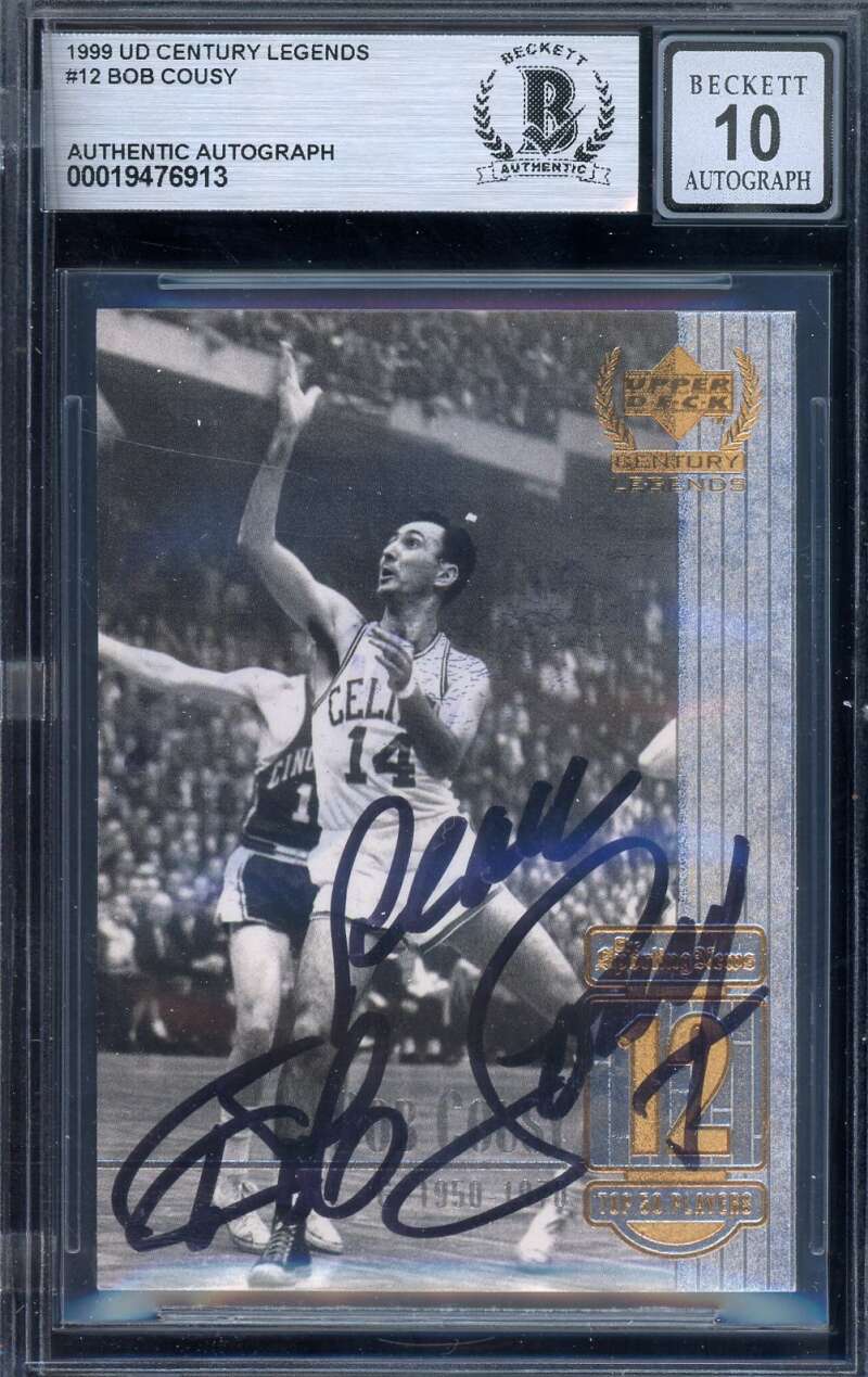 Bob Cousey Gem Mint 10 Beckett BAS Signed 1999 Upper Deck Legends Autograph