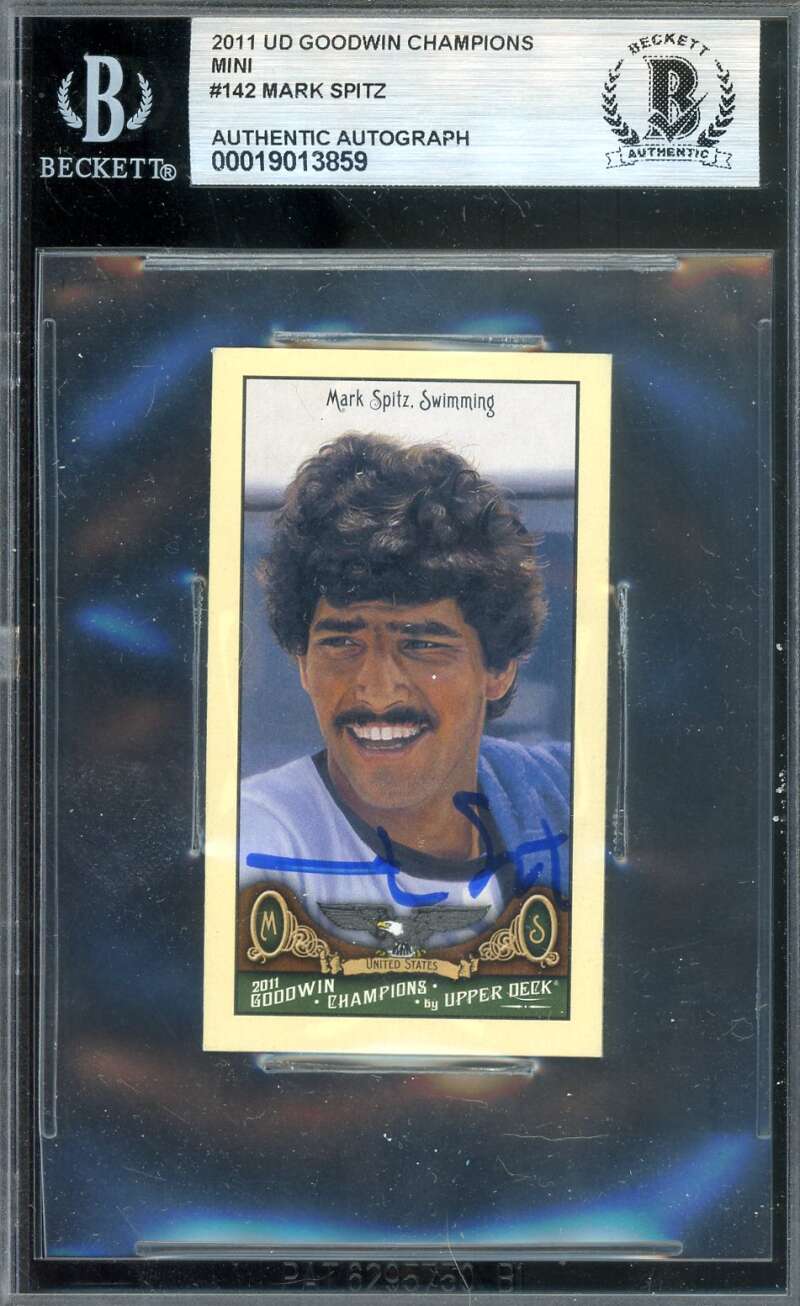 Mark Spitz Beckett BAS Signed 2011 Upper Deck Goodwin Champions Mini Autograph
