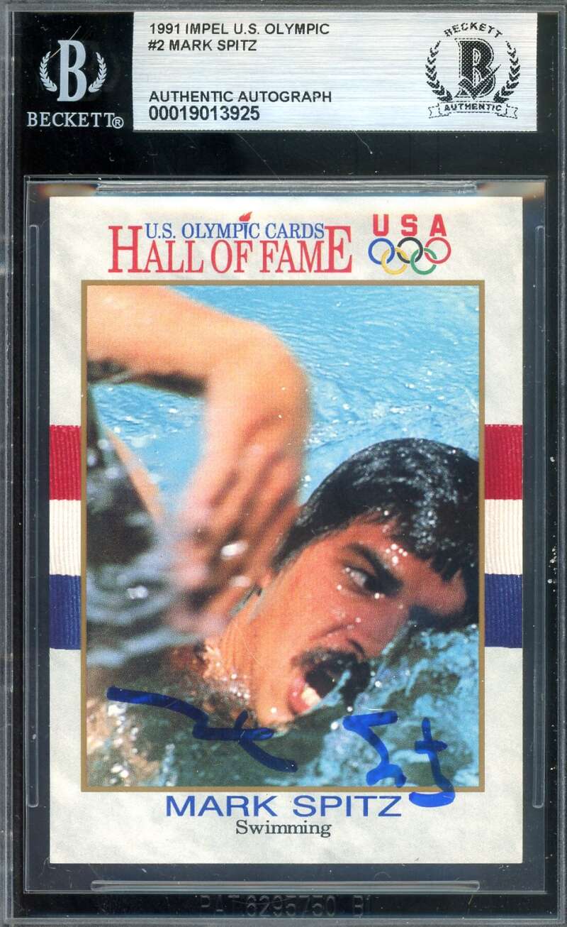 Mark Spitz Beckett BAS Signed 1991 Impel US Olympic Autograph