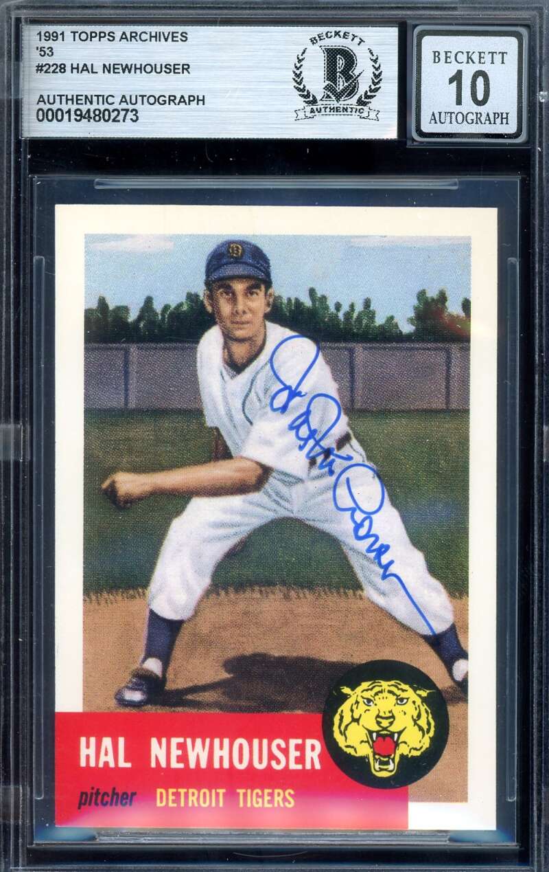 Hal Newhouser Gem Mint 10 Beckett BAS Signed 1991 Topps Archives 1953 Autograph
