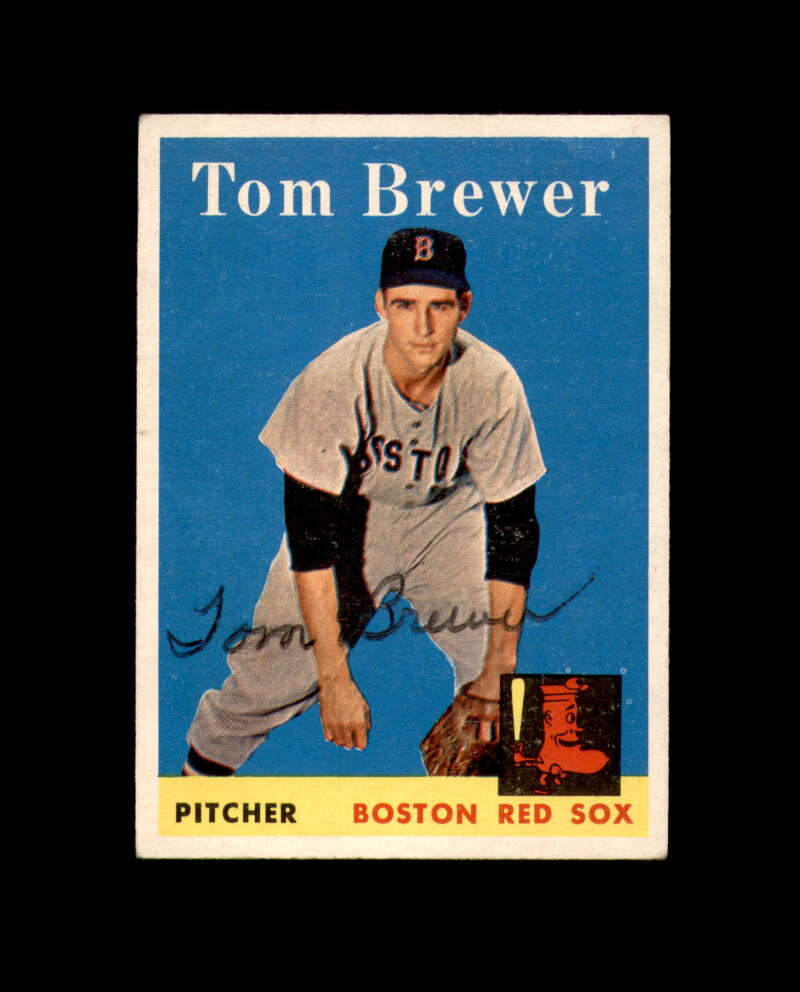 Tom Brewer Signed Original 1958 Topps Boston Red Sox Autograph