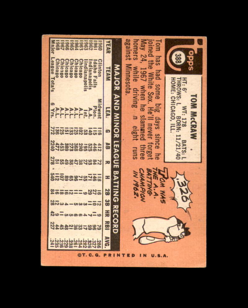 Tom McCraw Signed 1969 Topps Chicago White Sox Autograph