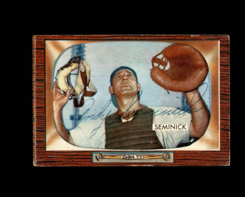 Andy Seminick Signed Original 1955 Bowman Cincinnati Reds Autograph