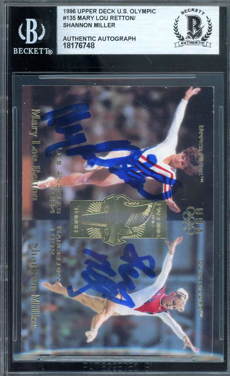 Mary Lou Retton Shannon Miller Beckett BAS Signed by 2 1996 Upper Deck U.S. Olympic Autograph