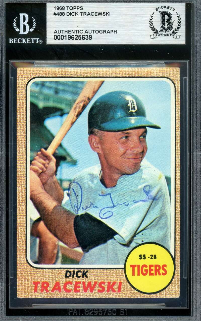 Dick Tracewski Beckett BAS Signed 1968 Topps Autograph Tigers