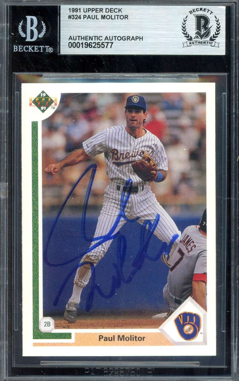 Paul Molitor Beckett BAS Signed 1991 Upper Deck Autograph