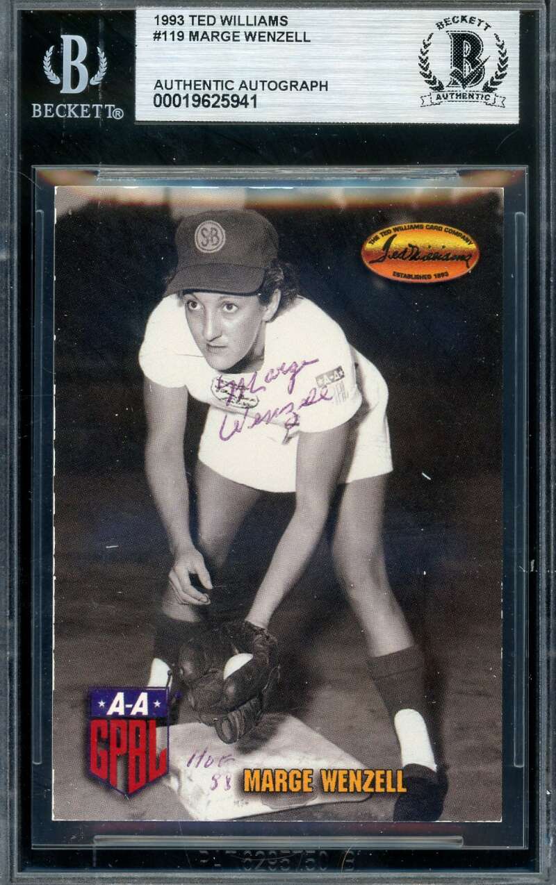 Marge Wenzell Beckett BAS Signed 1993 Ted Williams Autograph