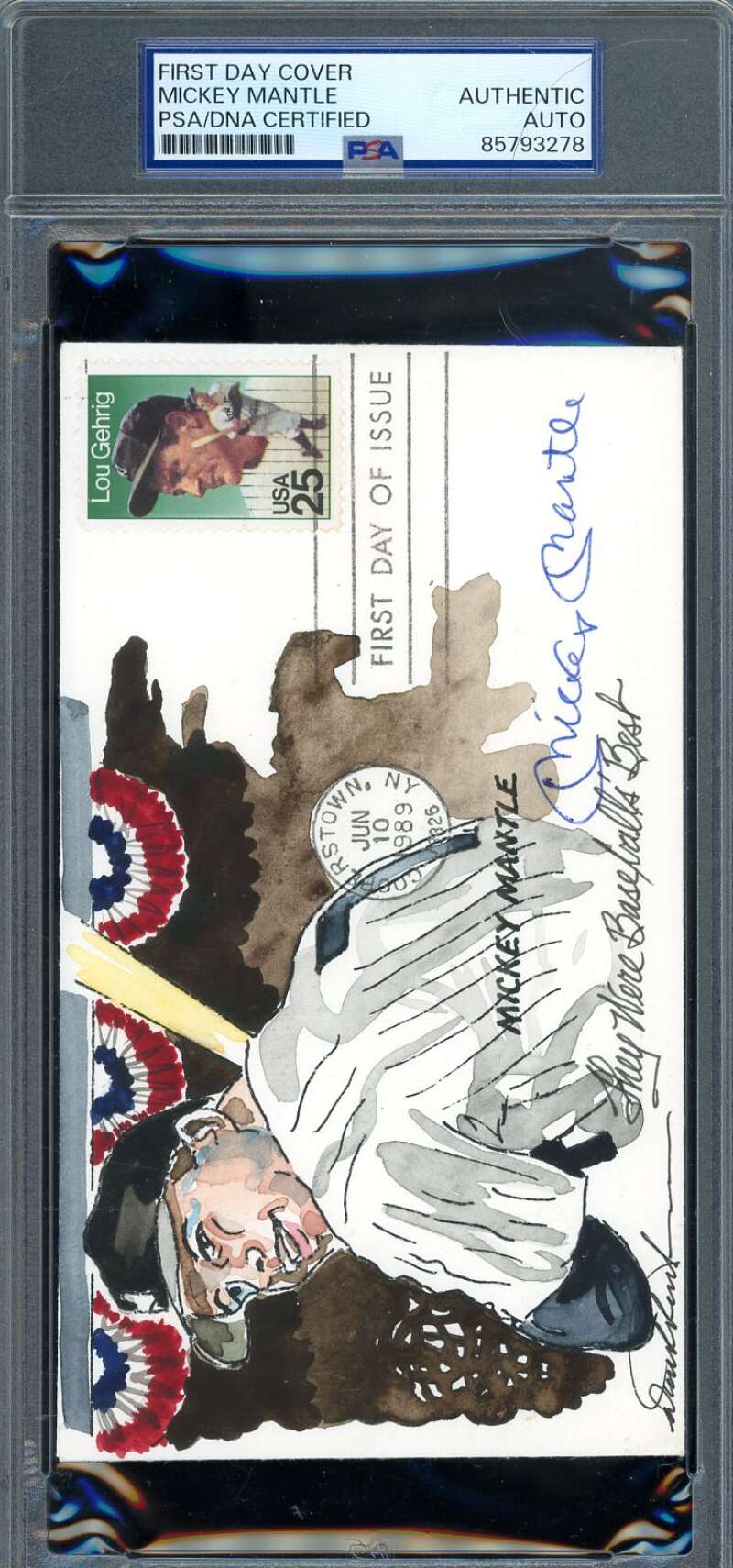Mickey Mantle PSA DNA Coa Signed 1989 High End Wild Horses First Day Cover Cache FDC Autograph