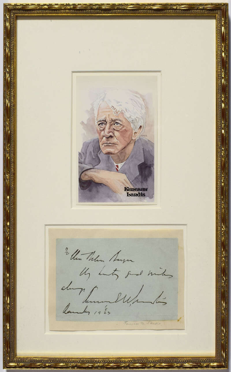 Kenesaw Mountain Landis JSA Loa Signed Album Page w/ Perez Steele Framed to 9x15 Autograph