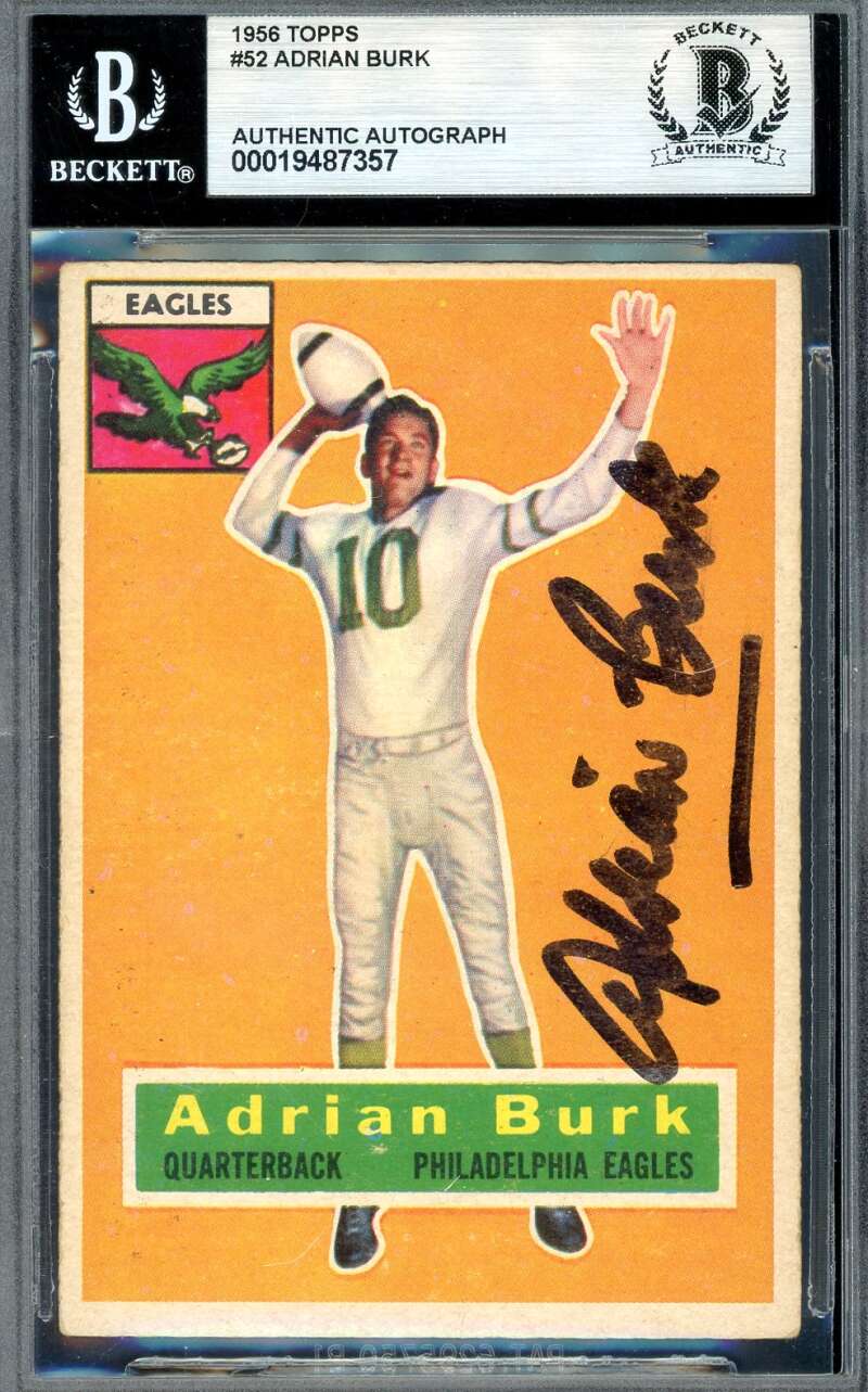 Adrian Burk Beckett BAS Signed 1956 Topps Autograph